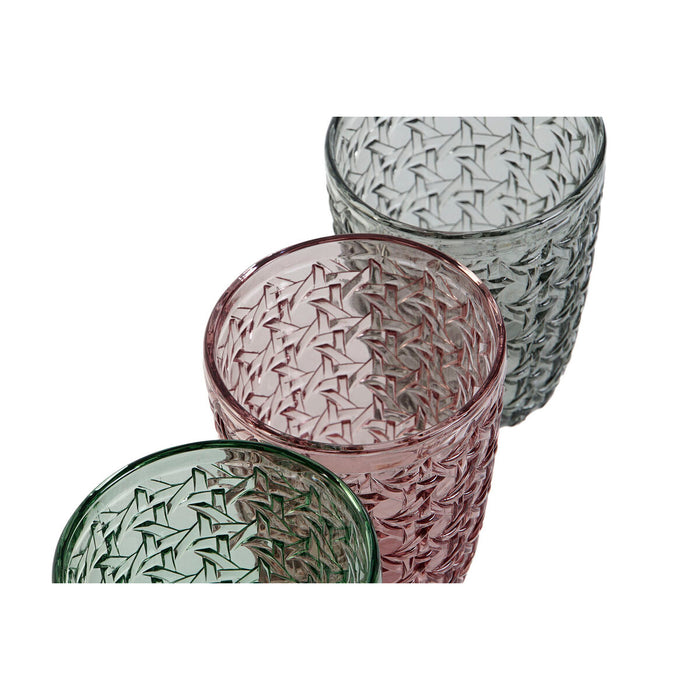 Set de pahare DKD Home Decor Verde Gri Roz Geam Cu descărcare 240 ml (6 Unități)