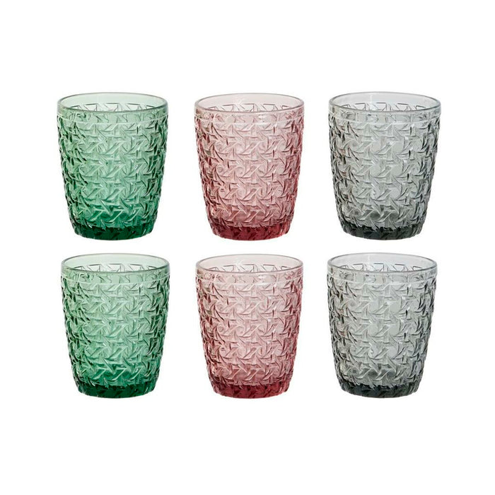 Set de pahare DKD Home Decor Verde Gri Roz Geam Cu descărcare 240 ml (6 Unități)