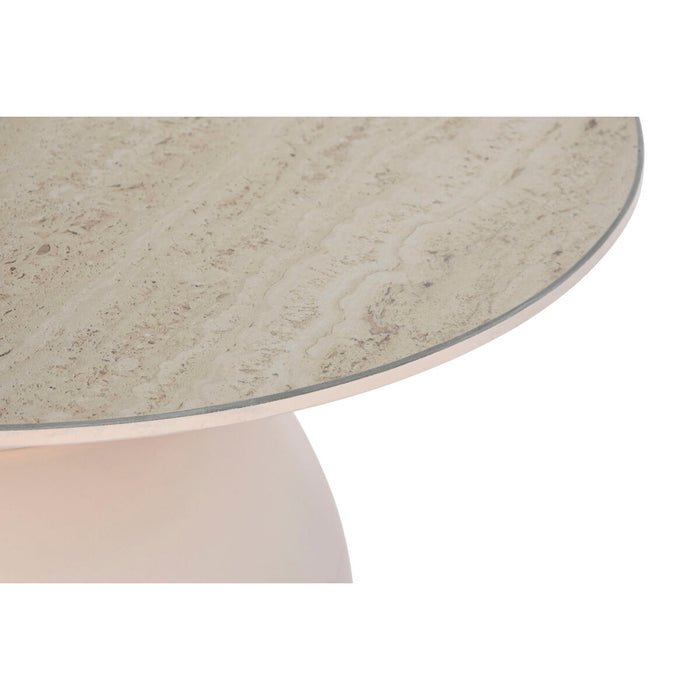 Masa laterală DKD Home Decor Alb Bej Maro Deschis Metal Ceramică 60 x 60 x 47 cm