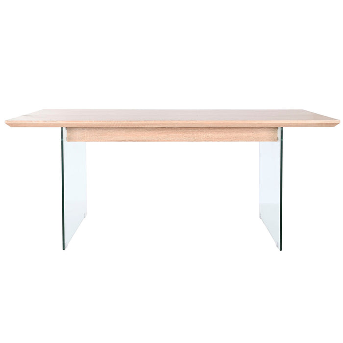 Masă de Sufragerie DKD Home Decor Transparent Maro Deschis Geam Nuc Lemn MDF 180 x 90 x 76 cm