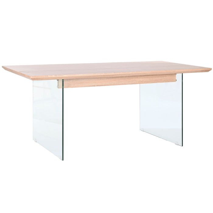 Masă de Sufragerie DKD Home Decor Transparent Maro Deschis Geam Nuc Lemn MDF 180 x 90 x 76 cm
