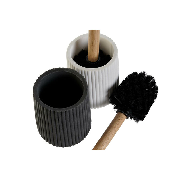 Perie pentru toaletă DKD Home Decor Alb Gri Lemn Rășină 10,5 x 10,5 x 37 cm (2 Unități)