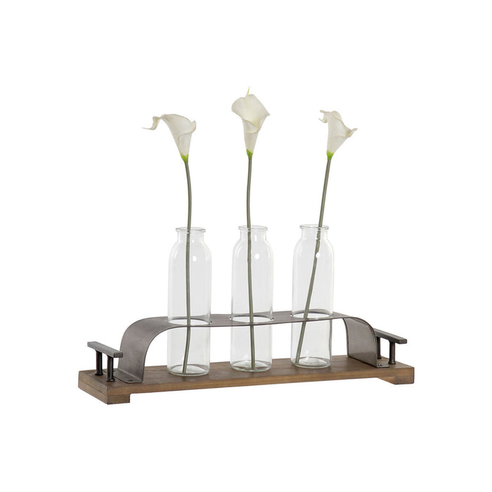 Vază DKD Home Decor Maro Negru Metal Geam 45 x 11 x 22 cm (3 Piese)