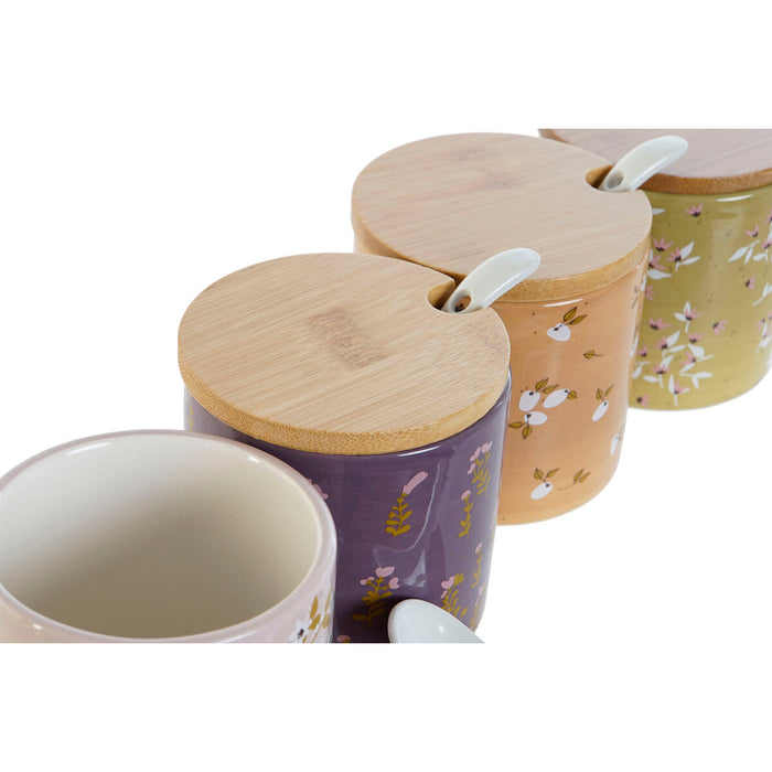 Zaharniță DKD Home Decor Verde Roz Muştar Liliachiu Bambus Dolomite 7,5 x 7,5 x 7,5 cm (4 Unități)