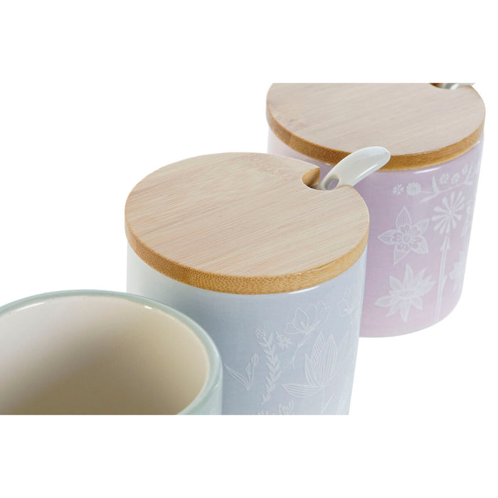 Zaharniță DKD Home Decor Albastru Verde Liliachiu Bambus Dolomite 7,5 x 7,5 x 7,5 cm (3 Unități)