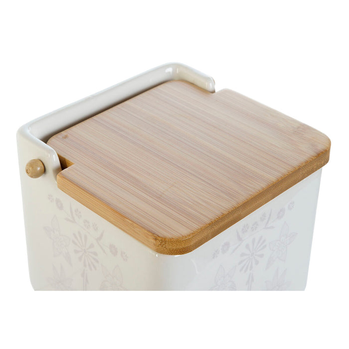 Solniță cu capac DKD Home Decor Albastru Alb Verde Liliachiu Bambus Scandi 750 ml 14 x 12,5 x 12 cm (3 Unități)