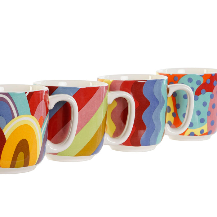 Set de Căni de Cafea DKD Home Decor Multicolor Coral Bambus Dolomite 180 ml