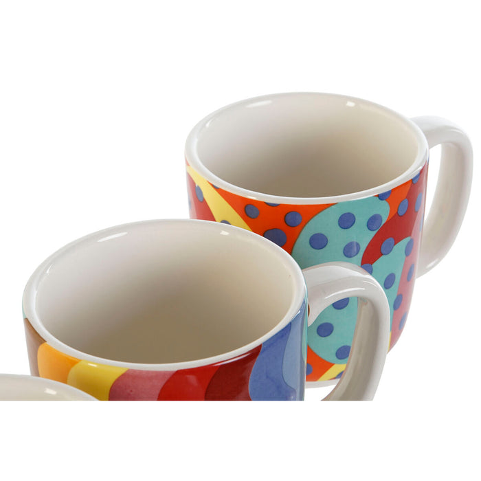 Set de Căni de Cafea DKD Home Decor Multicolor Coral Bambus Dolomite 180 ml