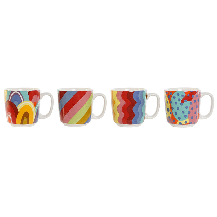 Set de Căni de Cafea DKD Home Decor Multicolor Coral Bambus Dolomite 180 ml