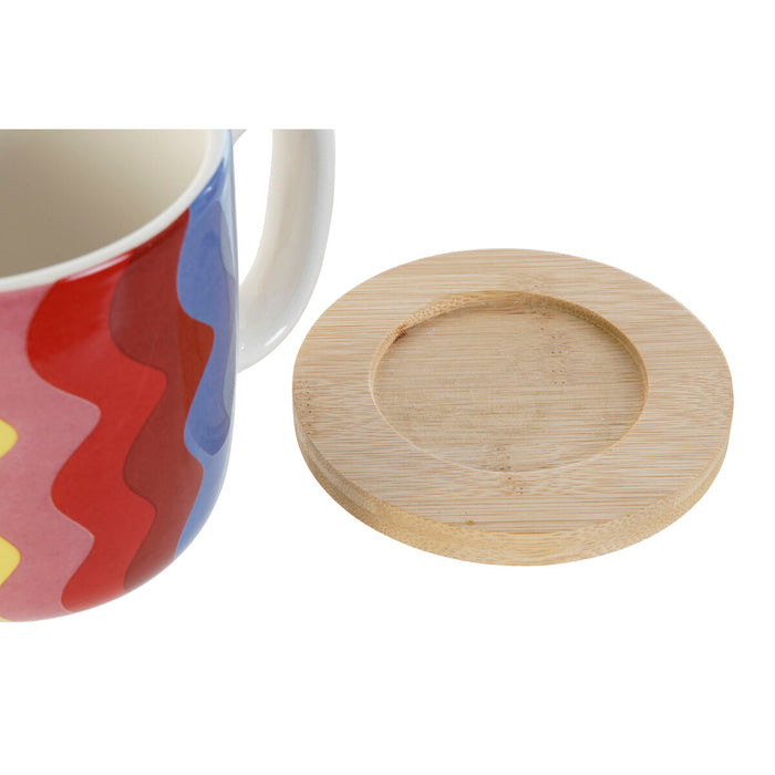 Set de Căni de Cafea DKD Home Decor Multicolor Coral Bambus Dolomite 180 ml