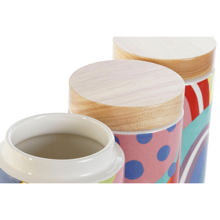 Staniu DKD Home Decor Multicolor Natural Bambus Dolomite 1 L 10 x 10 x 16 cm (3 Unități)