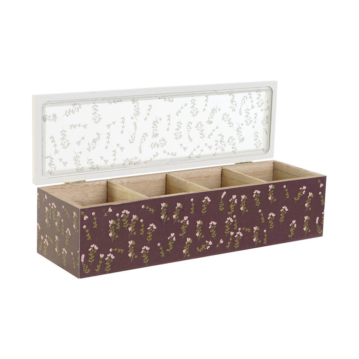 Cutie pentru infuzii DKD Home Decor Verde Muştar Maro închis Geam Lemn MDF (4 Unități)