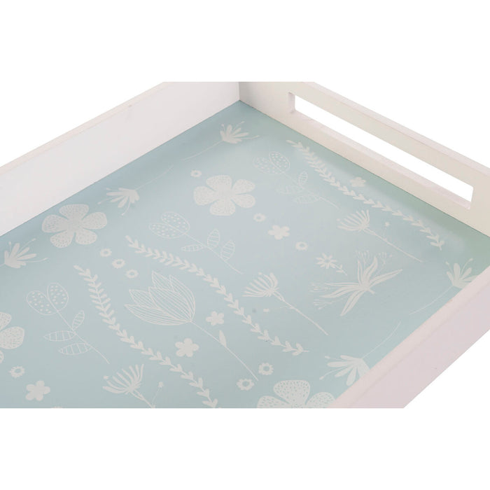 Tavă DKD Home Decor Albastru Verde Liliachiu Lemn MDF Scandi 40 x 30 x 5 cm (3 Unități)