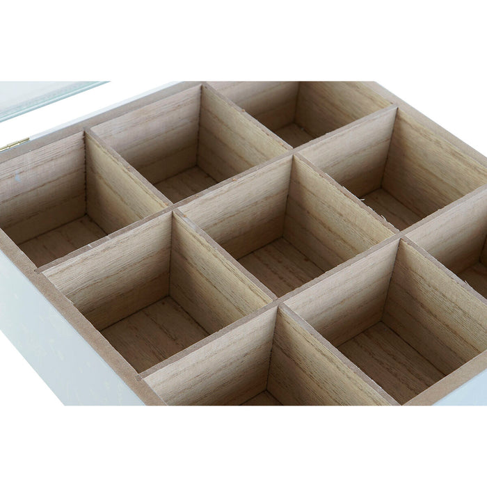 Cutie pentru infuzii DKD Home Decor Albastru Alb Verde Liliachiu Metal Geam Lemn MDF (3 Unități)