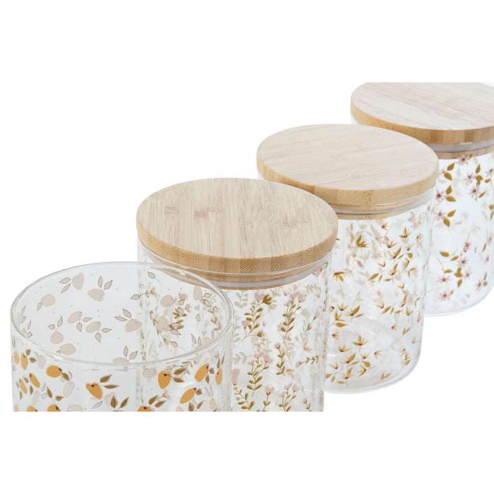 Staniu DKD Home Decor Bambus Sticlă borosilicată Shabby Chic 700 ml 10 x 10 x 12,5 cm (4 Unități)
