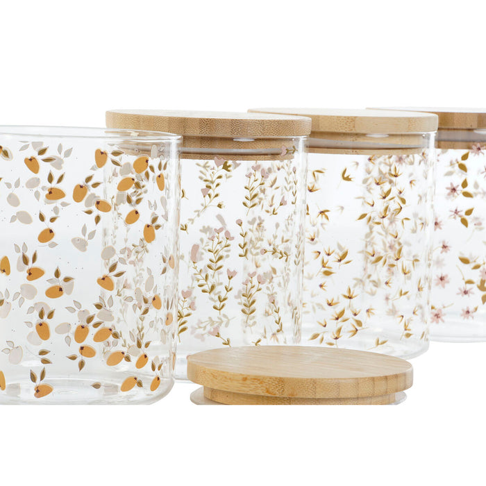 Staniu DKD Home Decor Bambus Sticlă borosilicată Shabby Chic 700 ml 10 x 10 x 12,5 cm (4 Unități)