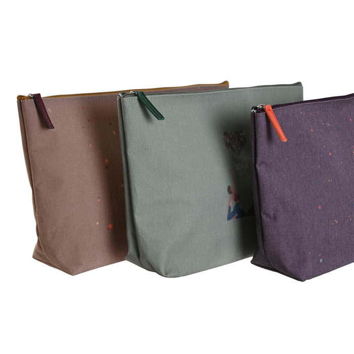 Trusă DKD Home Decor Maro Verde Bordo Pânză Yoga 33 x 8 x 20 cm (3 Unități)