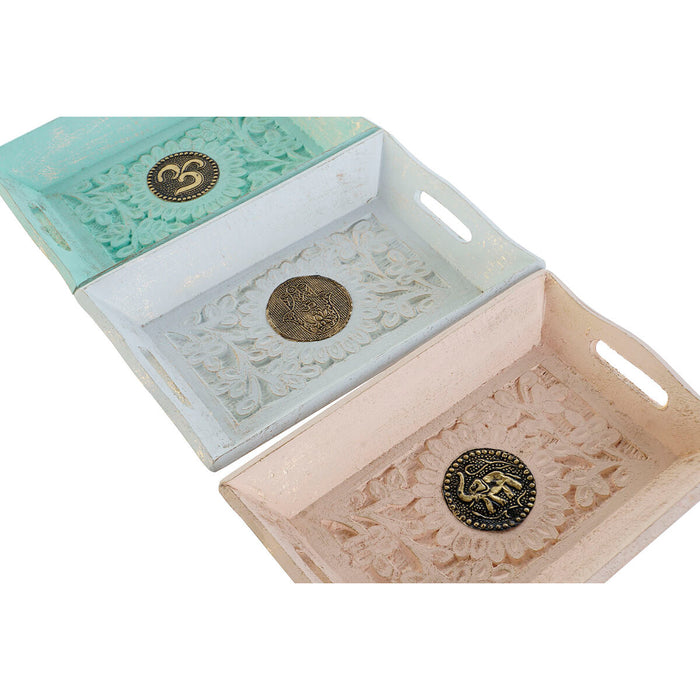 Suporturi pentru depozitarea articolelor din buzunare DKD Home Decor Metal Lemn de mango Indian 24 x 15 x 4 cm (6 Unități)