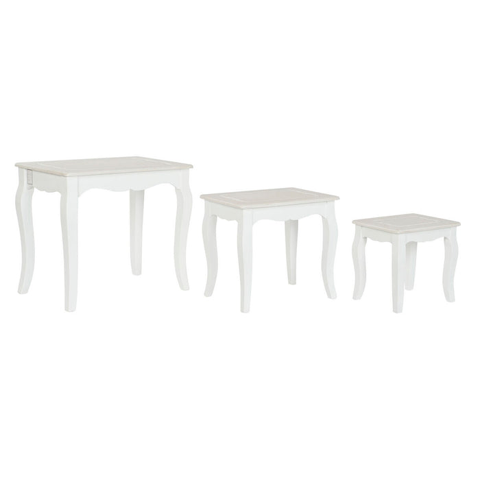 Set de 3 mese DKD Home Decor Alb Maro Deschis 53 x 35 x 47 cm