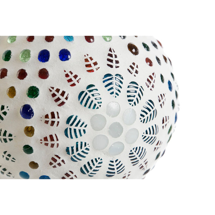 Suport de Lumânări DKD Home Decor Alb Multicolor Geam 11 x 11 x 7 cm