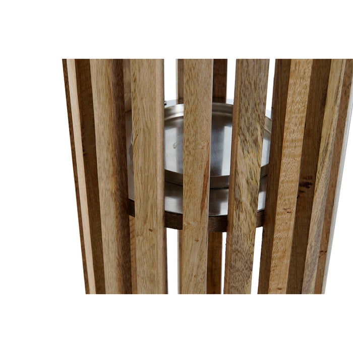 Suport de Lumânări DKD Home Decor Maro Argintiu Natural Geam Lemn de mango 20 x 20 x 74 cm