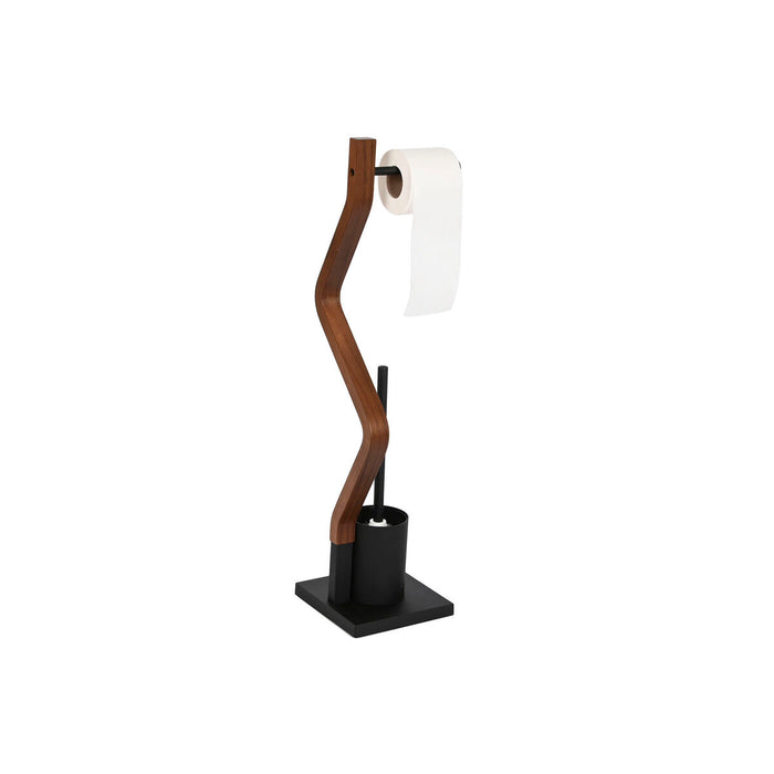 Perie pentru toaletă DKD Home Decor Maro Negru Metal Dub 18,5 x 18,5 x 75 cm