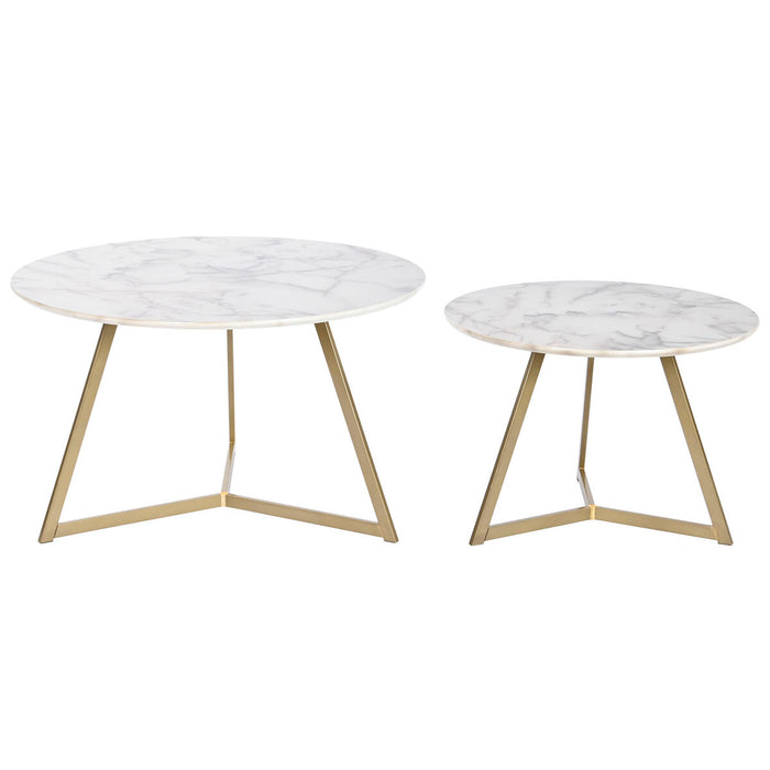 Set de 2 mese DKD Home Decor Alb Auriu* 80 x 80 x 47,5 cm