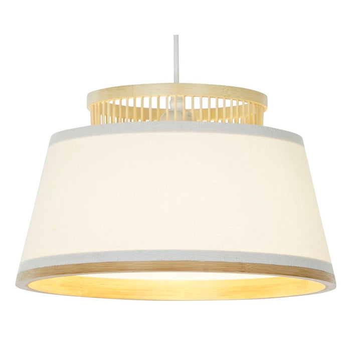 Lustră DKD Home Decor Alb Maro Natural Bambus 50 W 30 x 30 x 20 cm