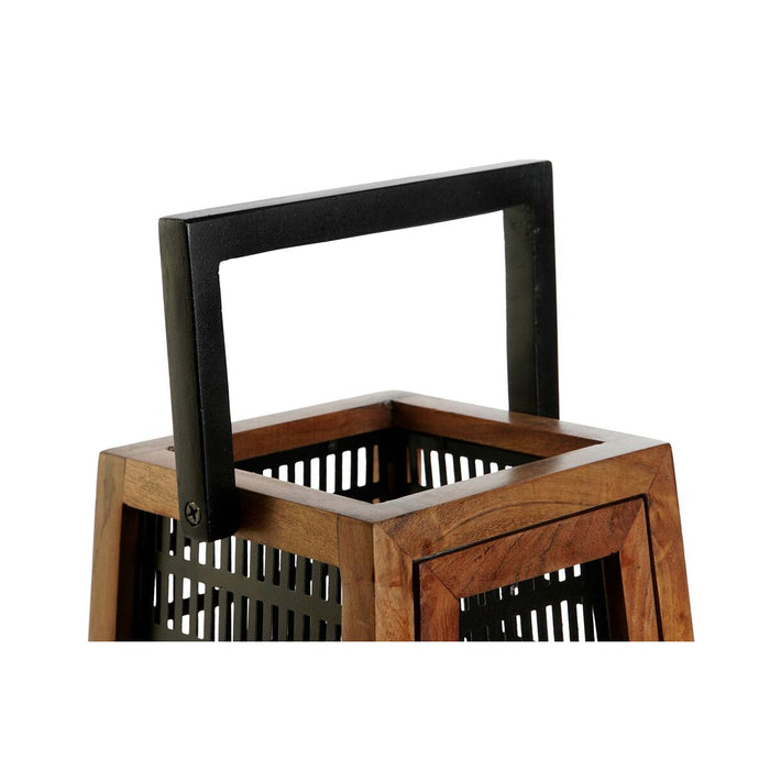 Suport de Lumânări DKD Home Decor Negru Natural Metal Lemn de mango 20 x 20 x 38 cm