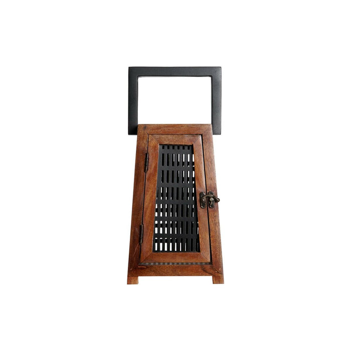 Suport de Lumânări DKD Home Decor Negru Natural Metal Lemn de mango 15 x 15 x 26 cm