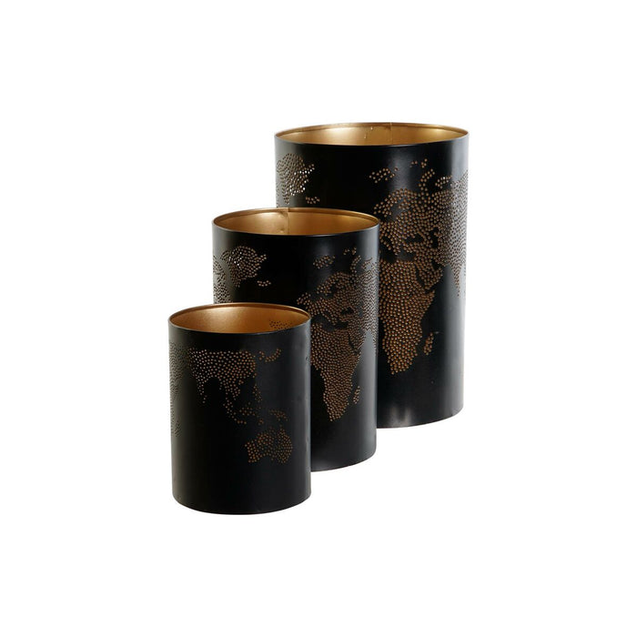 Set de Suporturi de Lumânări DKD Home Decor Alb Negru Metal 15 x 15 x 22 cm (2 Unități)