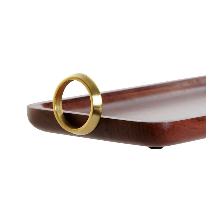 Tavă DKD Home Decor Maro Auriu* Aluminiu Salcâm 37 x 20 x 7 cm