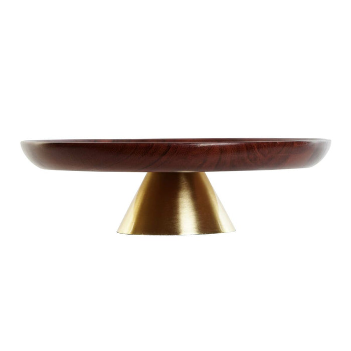 Tavă Home ESPRIT Maro Auriu* Aluminiu Salcâm 30 x 30 x 8,5 cm