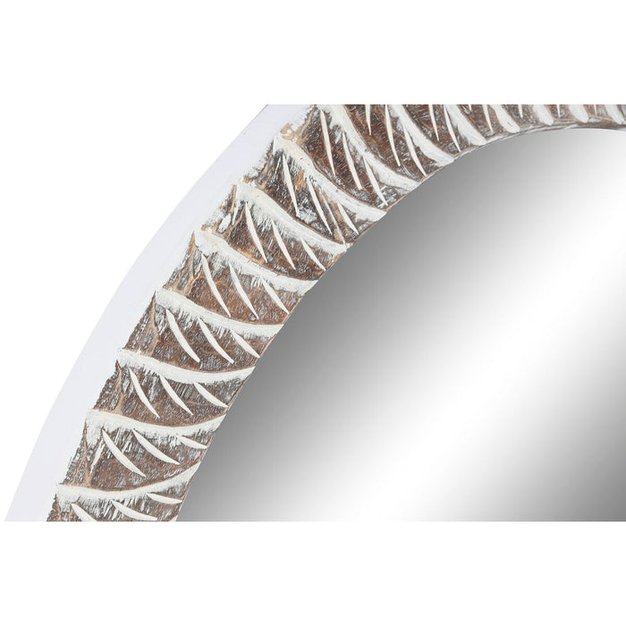 Oglindă de perete Home ESPRIT Alb Maro Lemn de mango murat Gravare 90 x 4 x 90 cm