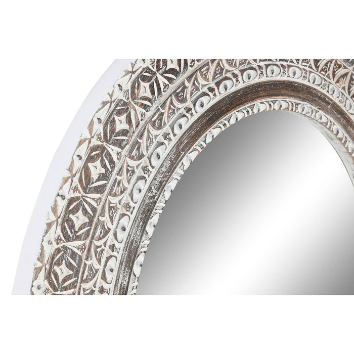 Oglindă de perete Home ESPRIT Alb Maro Lemn de mango murat Gravare 90 x 4 x 90 cm