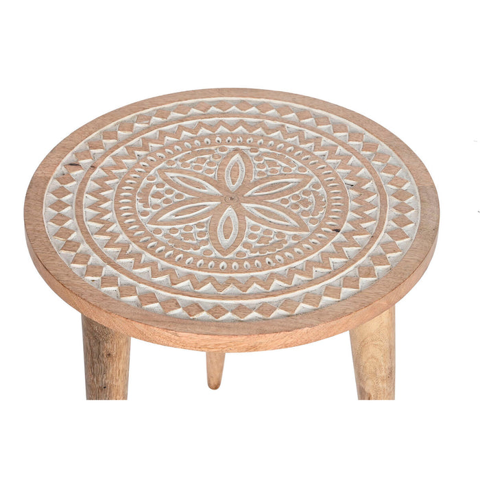 Set de 2 mese Home ESPRIT Alb Natural 45 x 45 x 45 cm 45,5 x 45,5 x 46 cm