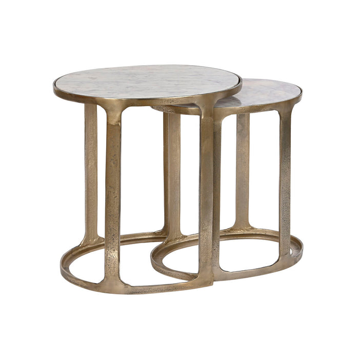 Set de 2 mese Home ESPRIT Alb Argintiu 55 x 39 x 56 cm