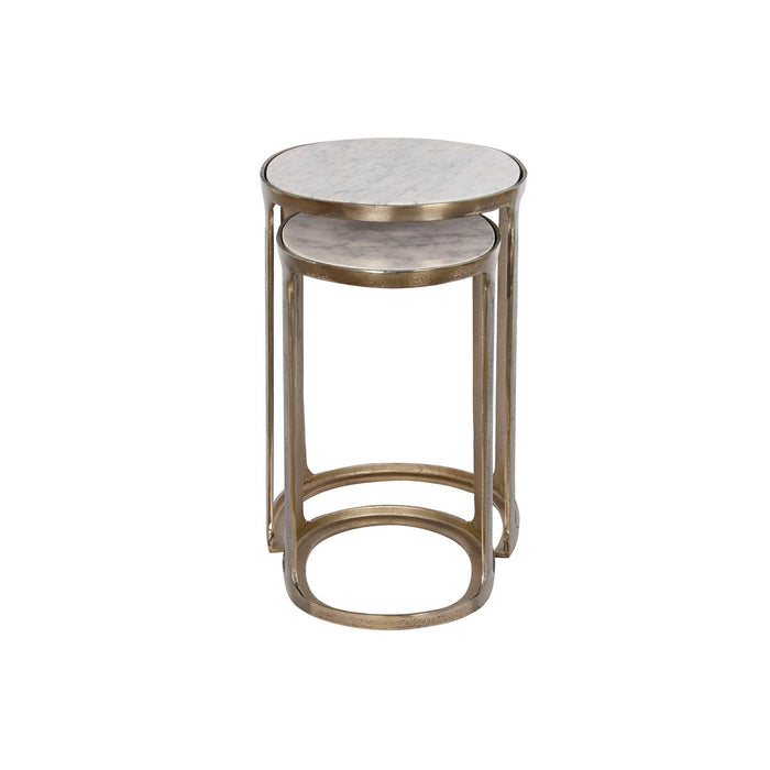 Set de 2 mese Home ESPRIT Alb Argintiu 55 x 39 x 56 cm