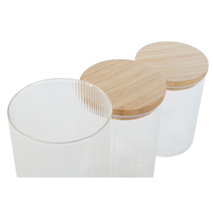 Set de 3 tuburi Home ESPRIT Transparent Silicon Bambus Sticlă borosilicată 10 x 10 x 22,3 cm