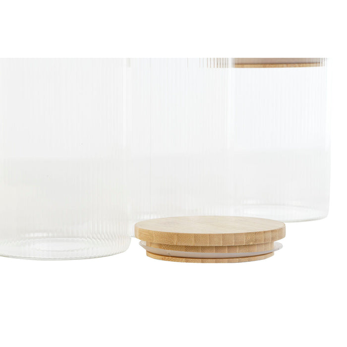 Set de 3 tuburi Home ESPRIT Transparent Silicon Bambus Sticlă borosilicată 10 x 10 x 22,3 cm