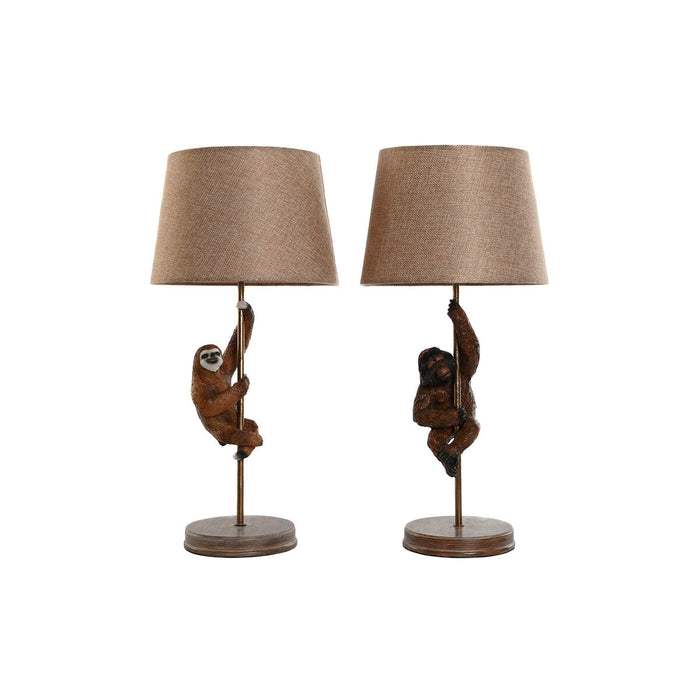 Lampă de masă Home ESPRIT Maro Metal Rășină 50 W 220 V 26 x 26 x 53,5 cm (2 Unități)