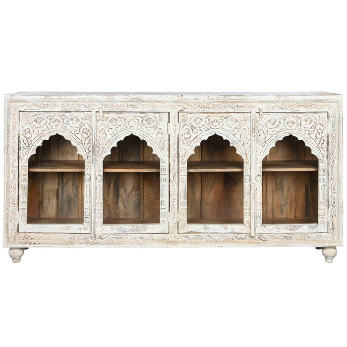 Servantă Home ESPRIT Alb Geam Lemn de mango 204 x 43 x 101 cm