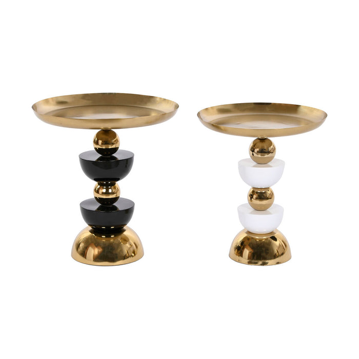 Set de 2 mese Home ESPRIT Alb Negru Auriu* 40 x 40 x 43 cm 40 x 40 x 42 cm