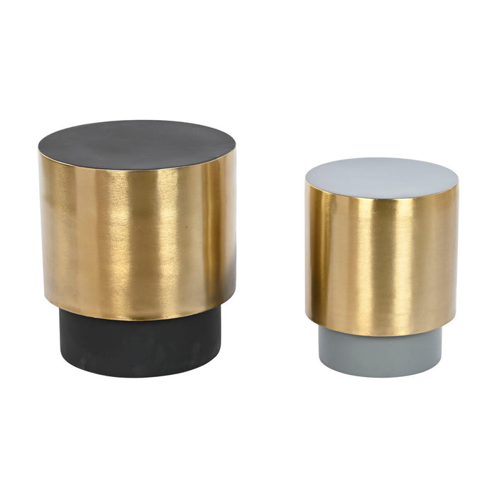 Set de 2 mese Home ESPRIT Alb Negru 35,5 x 35,5 x 40 cm