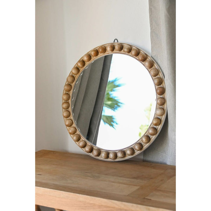 Oglindă de perete Home ESPRIT Maro Natural Lemn de mango Lemn MDF Mingi 54,5 x 4,5 x 54,5 cm