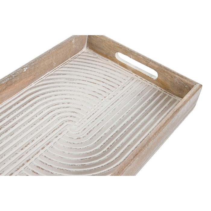 Set de Tăvi Home ESPRIT Alb Lemn de mango Lemn MDF 44 x 29 x 5 cm (2 Unități)
