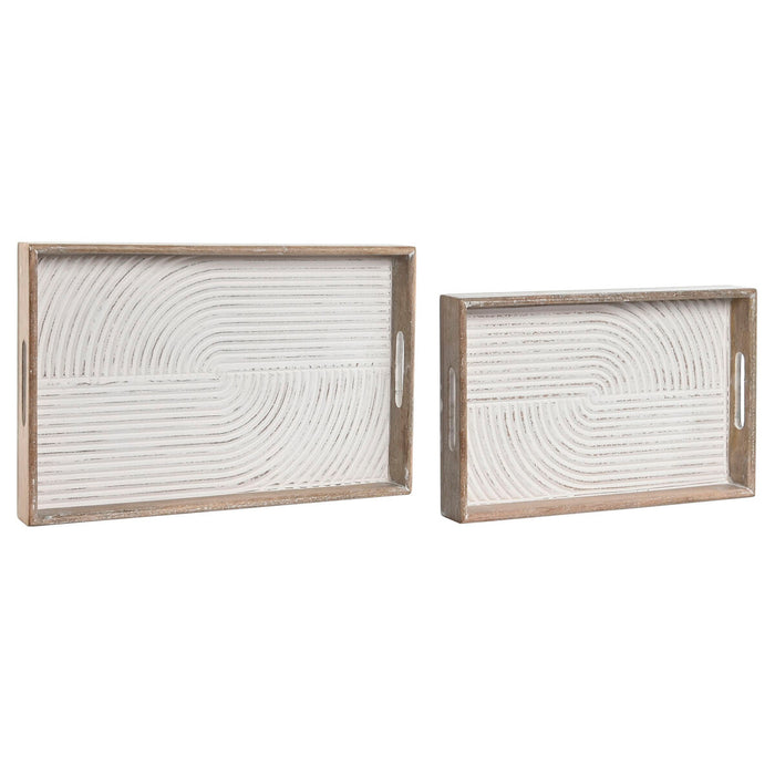 Set de Tăvi Home ESPRIT Alb Lemn de mango Lemn MDF 44 x 29 x 5 cm (2 Unități)