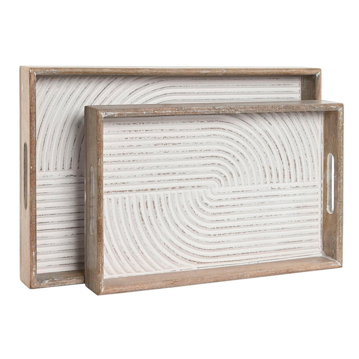 Set de Tăvi Home ESPRIT Alb Lemn de mango Lemn MDF 44 x 29 x 5 cm (2 Unități)