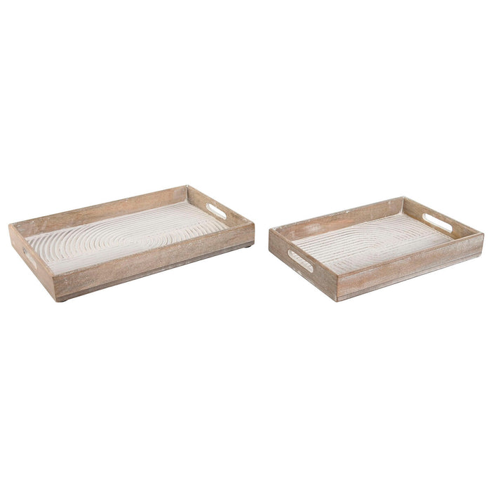 Set de Tăvi Home ESPRIT Alb Lemn de mango Lemn MDF 44 x 29 x 5 cm (2 Unități)