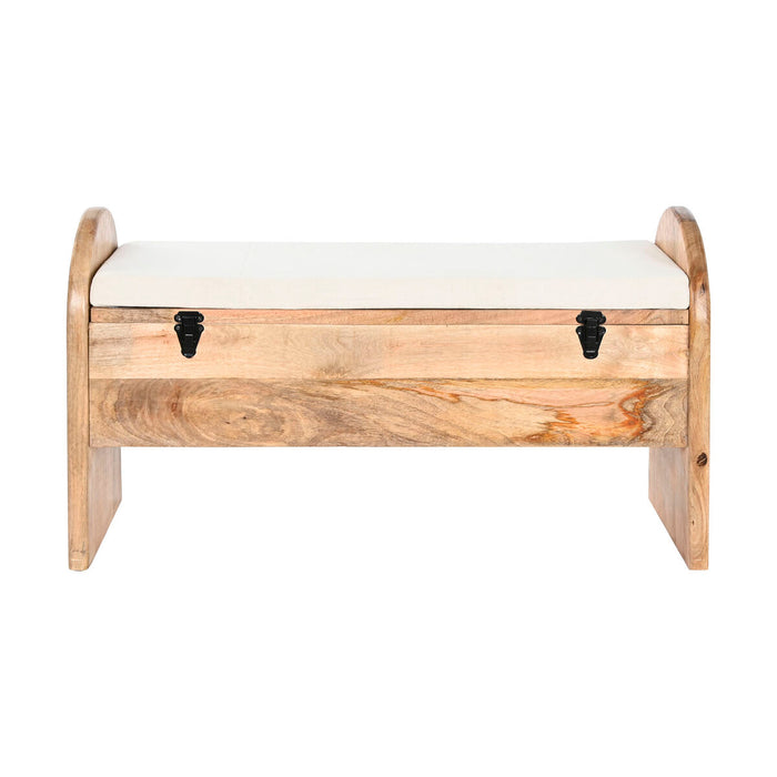 Banchetă Home ESPRIT Alb Natural Maro Deschis Lemn de mango 100 x 36 x 57 cm